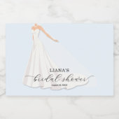 Elegant Wedding Dress Bridal Shower Blue Mini Sparkling Wijnetiket (Enkel label)