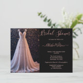 Elegant Wedding Dress Bridal Shower Feestdagenkaart (Staand voorkant)
