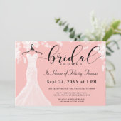 Elegant Wedding Dress Bridal Shower Kaart (Staand voorkant)