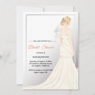 Elegant Wedding Dress Bridal Shower Kaart