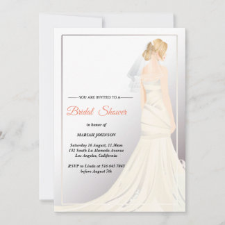 Elegant Wedding Dress Bridal Shower Kaart