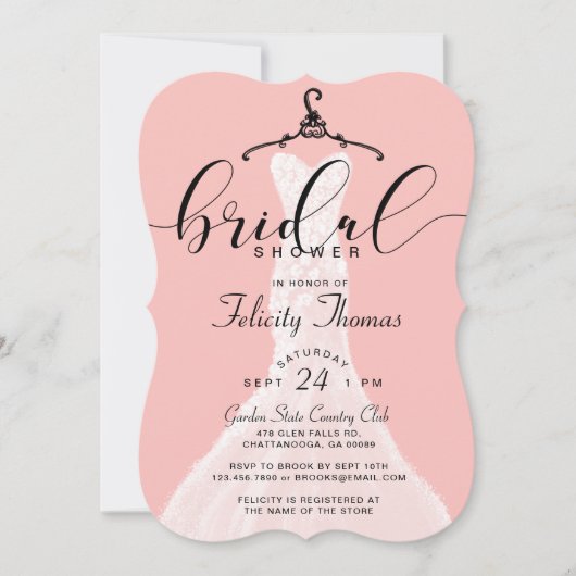 Elegant Wedding Dress Bridal Shower Kaart (Voorkant)