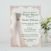 Elegant Wedding Dress Bridal Shower Uitnodiging (Staand voorkant)