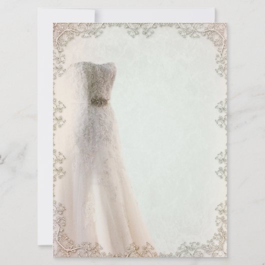 Elegant Wedding Dress Bridal Shower Uitnodiging (Achterkant)