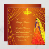 Elegant Wedding Dress Lights Chandelier Uitnodigin Kaart (Voorkant / Achterkant)