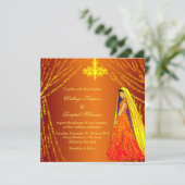 Elegant Wedding Dress Lights Chandelier Uitnodigin Kaart (Staand voorkant)