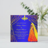 Elegant Wedding Dress Lights Chandelier Uitnodigin Kaart (Staand voorkant)