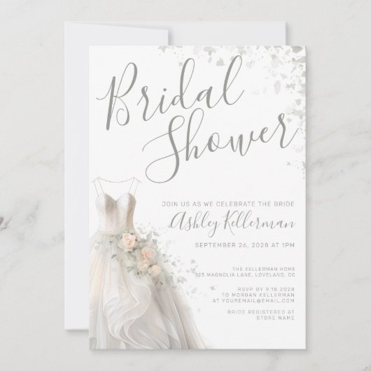 Elegant Wedding Dress Vrijgezellenfeest Kaart (Voorkant)