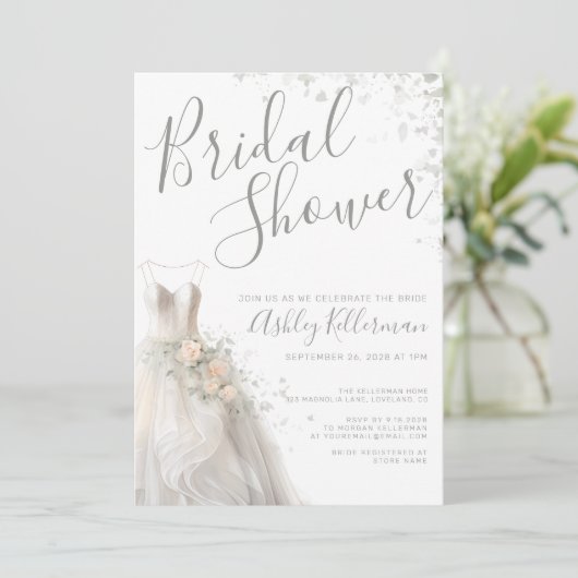 Elegant Wedding Dress Vrijgezellenfeest Kaart (Staand voorkant)