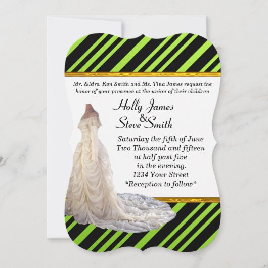 Elegant Wedding Dress Wedding Invitations Kaart (Voorkant)