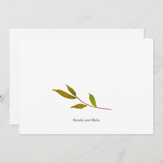 Elegant Wedding Eenvoudig Dank u en Noteer Kaart Notitiekaartje (Voorkant / Achterkant)