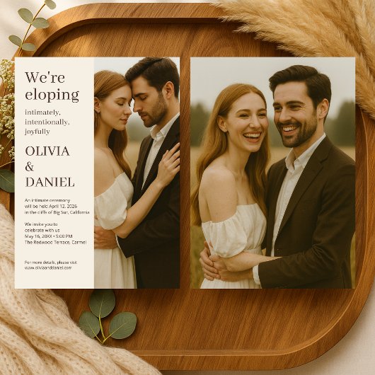 Elegant Wedding Elopement Minimalist Photo  Kaart