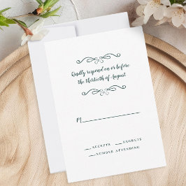 Elegant Wedding Emerald Green Classic minimalist RSVP Kaartje