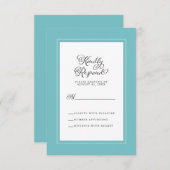 Elegant Wedding Enclosure Aqua en White RSVP Kaartje (Voorkant / Achterkant)