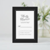 Elegant Wedding Enclosure Black and White RSVP Kaartje (Staand voorkant)