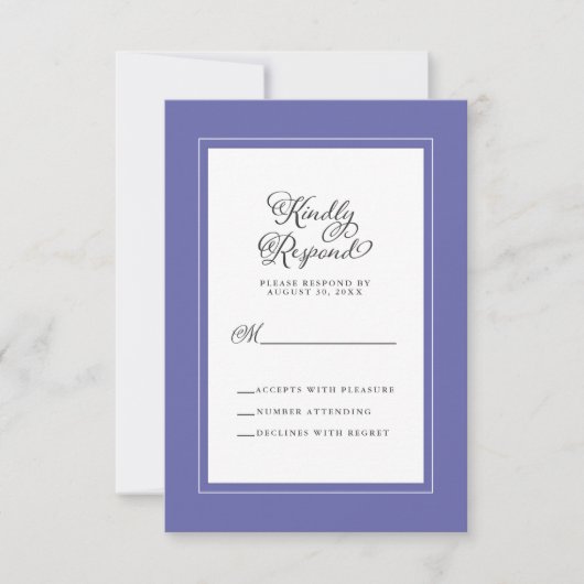 Elegant Wedding Enclosure Blue & White RSVP Kaartje (Voorkant)