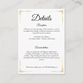 Elegant Wedding Enclosure Card Gold Details Insert Informatiekaartje