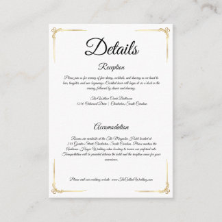 Elegant Wedding Enclosure Card Gold Details Insert Informatiekaartje