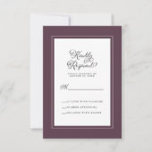 Elegant Wedding Enclosure Cassis Paars en White RSVP Kaartje (Voorkant)