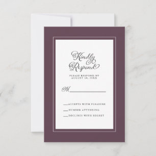 Elegant Wedding Enclosure Cassis Paars en White RSVP Kaartje