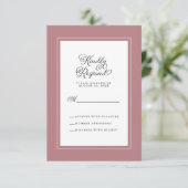 Elegant Wedding Enclosure Dusty Roos and White RSVP Kaartje (Staand voorkant)