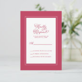 Elegant Wedding Enclosure Trendy Magenta Red White RSVP Kaartje (Staand voorkant)