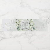 Elegant Wedding Eucalyptus Green Foliage Botanical Waterfles Etiket (Enkel label)