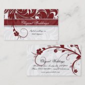 Elegant Wedding Event Planner Floral Leaf Red Visitekaartje (Voorkant / Achterkant)