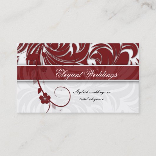 Elegant Wedding Event Planner Floral Leaf Red Visitekaartje (Voorkant)