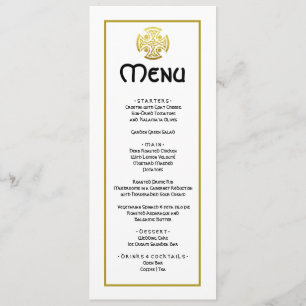 Elegant Wedding Faux Gold Celtic Cross Wedding Menu