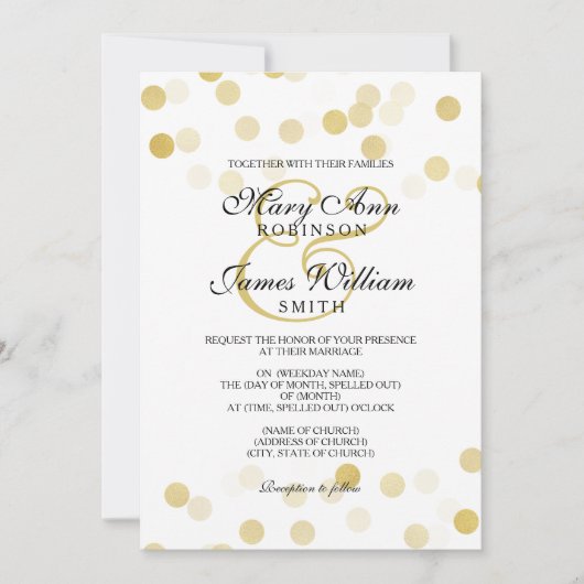 Elegant Wedding Faux Gold Foil Glitter Lights Kaart (Voorkant)