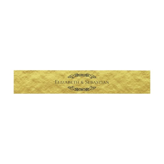 Elegant Wedding Faux Gold Foil Scrollwork Names Uitnodigingen Wikkel (Vlak)
