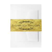 Elegant Wedding Faux Gold Foil Scrollwork Names