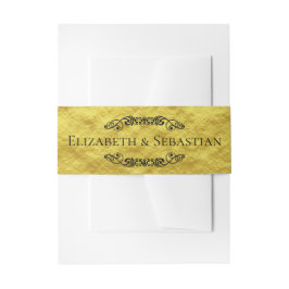 Elegant Wedding Faux Gold Foil Scrollwork Names Uitnodigingen Wikkel