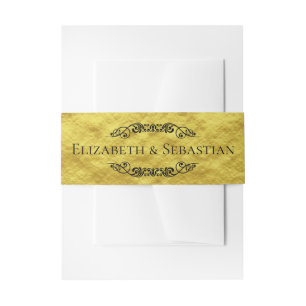 Elegant Wedding Faux Gold Foil Scrollwork Names Uitnodigingen Wikkel
