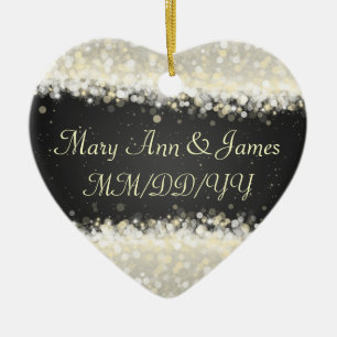Elegant Wedding Favor Dazzling Sparkles Black Keramisch Ornament
