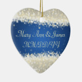 Elegant Wedding Favor Dazzling Sparkles Blue Keramisch Ornament (Rechts)