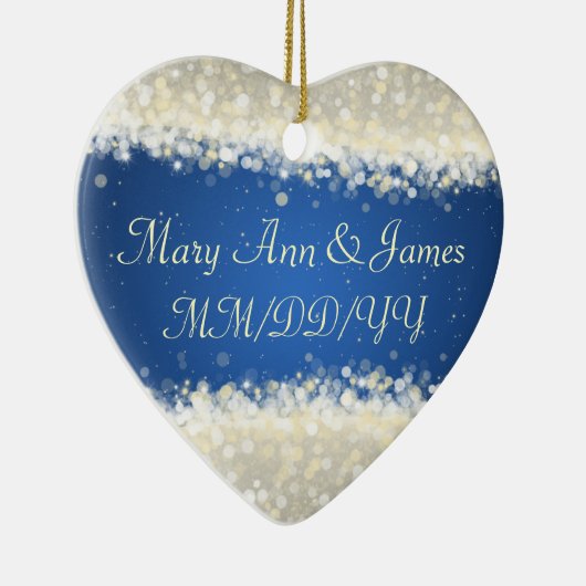 Elegant Wedding Favor Dazzling Sparkles Blue Keramisch Ornament (Rechts)
