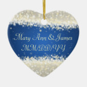 Elegant Wedding Favor Dazzling Sparkles Blue Keramisch Ornament (Voorkant)