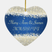 Elegant Wedding Favor Dazzling Sparkles Blue Keramisch Ornament (Achterkant)