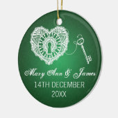 Elegant Wedding Favor Key voor mijn hart Groen Keramisch Ornament (Links)