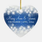 Elegant Wedding Favor Magic Sparkle Blue Keramisch Ornament (Achterkant)