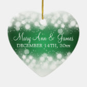 Elegant Wedding Favor Magic Sparkle Green Keramisch Ornament (Achterkant)