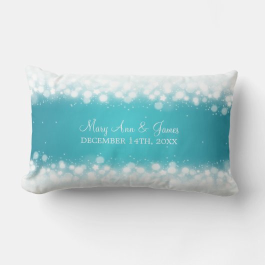 Elegant Wedding Favor Magic Sparkle Turquoise Kussen (Voorkant)