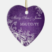 Elegant Wedding Favor  Swirls Paars Keramisch Ornament (Rechts)