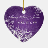 Elegant Wedding Favor  Swirls Paars Keramisch Ornament (Achterkant)
