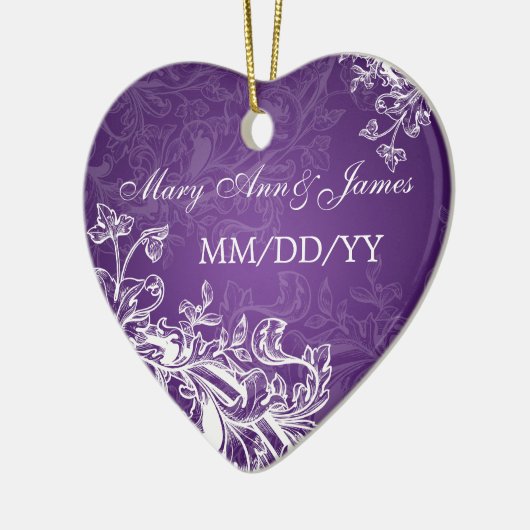 Elegant Wedding Favor  Swirls Paars Keramisch Ornament (Links)