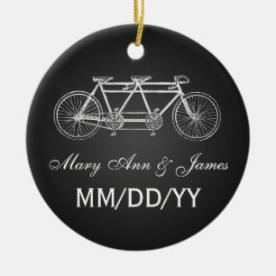 Elegant Wedding Favor Tandem Bike Black Keramisch Ornament