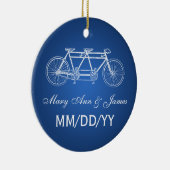 Elegant Wedding Favor Tandem Bike Blue Keramisch Ornament (Rechts)