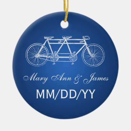 Elegant Wedding Favor Tandem Bike Blue Keramisch Ornament (Voorkant)